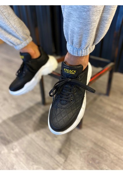 Yüksek Taban Günlük Ayakkabı N75 Kapitone Siyah (Beyaz Taban) indirimleri