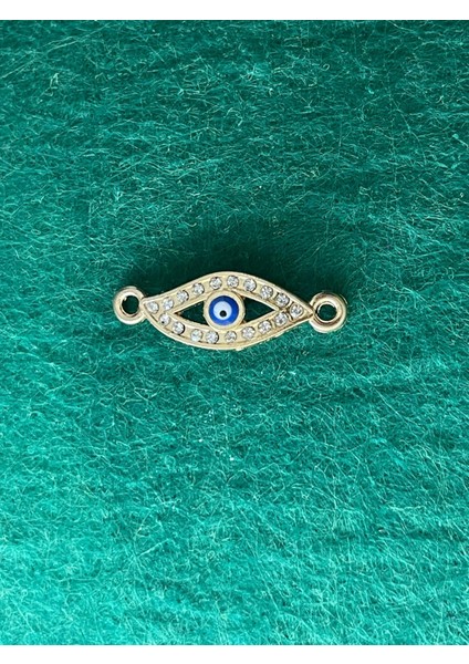 1.5 cm Altın Sarısı Göz Zirkon Taşlı Nazar Boncuklu Kolye Bileklik Ucu Takı Yapımı