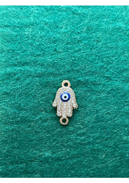 1.5 cm Bronz Zirkon Taşlı Nazar Boncuklu Kolye Bileklik Ucu Takı Yapımı