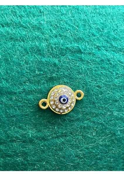 1.5 cm Altın Sarısı Zirkon Taşlı Nazar Boncuklu Kolye Bileklik Ucu Takı Yapımı