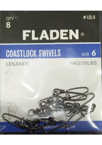 Fladen - Klips Coastlock Swivels- 6-8-10- Paket