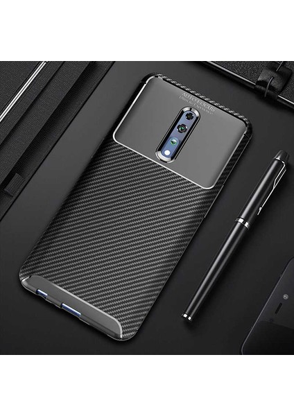 Oppo Reno Z Kılıf Rugged Armor Darbe Emici Uzun Ömürlü Dayanıklı Parmak İzi Yapmaz Karbon Tasarım Negro Silikon Kapak