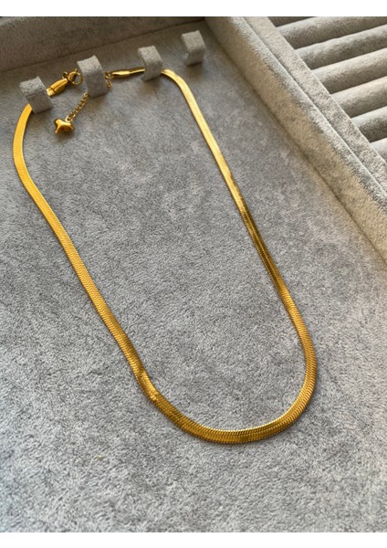 Kararmaz Çelik Düz Italyan Zincir 40 cm Altın Sarı Kolye