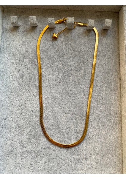 Kararmaz Çelik Düz Italyan Zincir 40 cm Altın Sarı Kolye modelleri