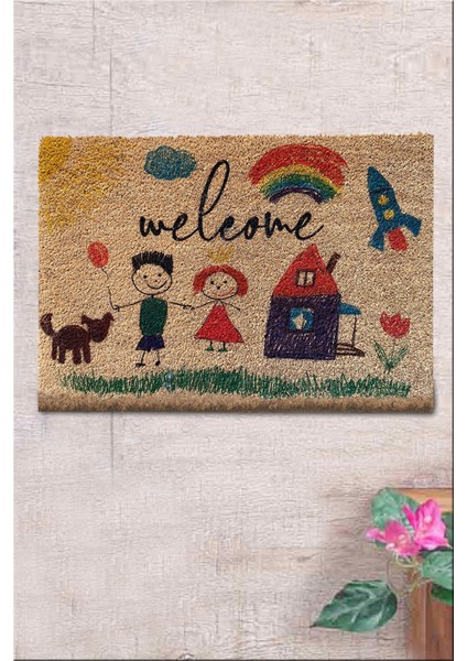 Coco Haggyo 40X60 cm Doğal Koko Kıl Paspas,hindistan Naturel Kapı Önü Paspası