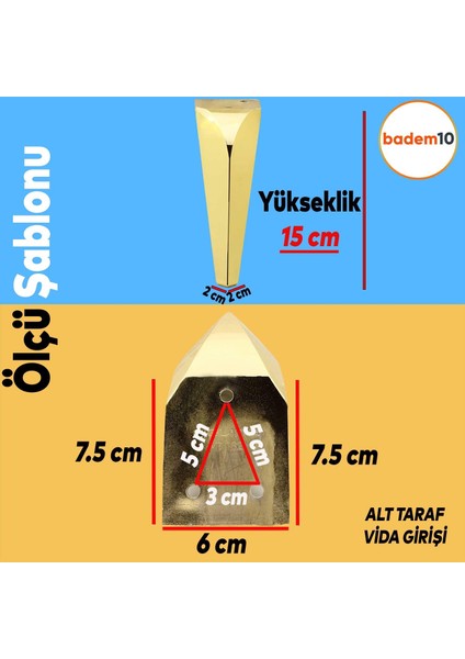 Harvey Lüks Mobilya Kanepe Sehpa Tv Ünitesi Koltuk Ayağı 15 cm Gold Altın Baza Ayakları