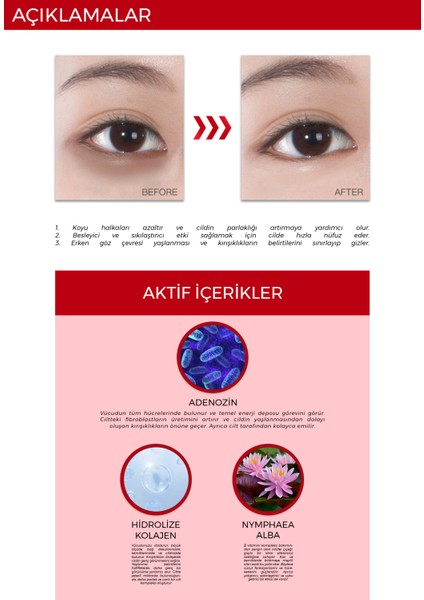 Adenozin Içeren Sıkılaştırıcı ve  Etklili Facial Göz Kremi