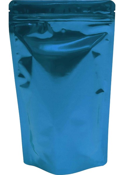 Mavi Metalize Kilitli Doypack Ambalaj 16 x 27 + 4 cm. 500 gr. - 100 Adet