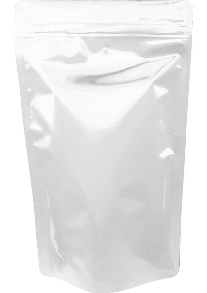 Beyaz Metalize Kilitli Doypack Ambalaj 16 x 27 + 4 cm. 500 gr. - 100 Adet