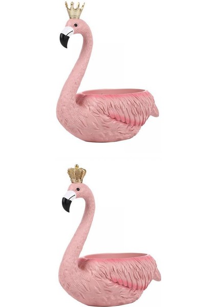 2 Adet Anahtar Depolama Süsleme Masaüstü Sundurma Için Ev Taşıma Flamingo Heykelcik (Yurt Dışından)