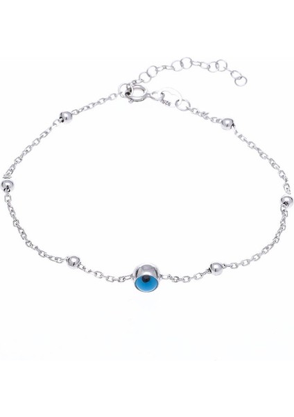 Nazar Boncuklu Göz Model 925 Ayar Gümüş İnce Kadın Bileklik