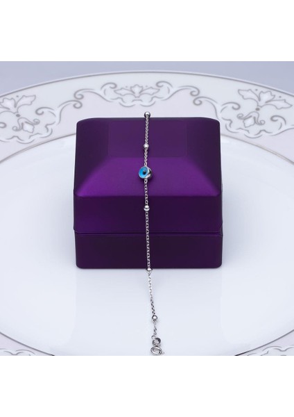 Nazar Boncuklu Göz Model 925 Ayar Gümüş İnce Kadın Bileklik fiyatları