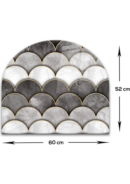 Cam Ocak Arkası Koruyucu | Oval Şekilli | Balık Pulu | 52CM x 60CM modelleri
