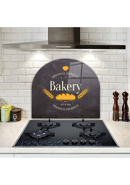 Cam Ocak Arkası Koruyucu | Oval Şekilli | Bakery Premium | 52CM x 60CM