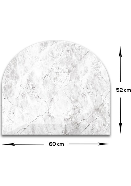 Cam Ocak Arkası Koruyucu | Oval Şekilli | Taş Görünümlü | 52CM x 60CM