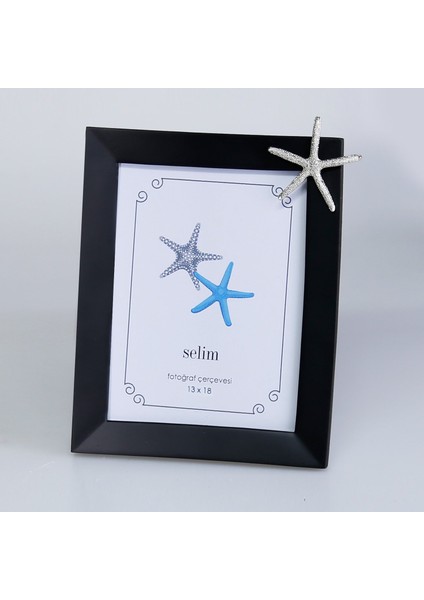 13X18 Deniz Yıldızı Çerçeve Siyah Gümüş