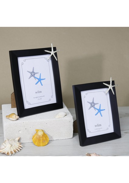 13X18 Deniz Yıldızı Çerçeve Siyah Gümüş fırsatları