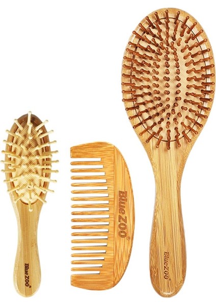 3x Bambu Ahşap Saç Fırçası (Yurt Dışından)