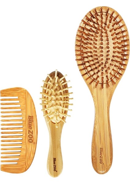 3x Bambu Ahşap Saç Fırçası (Yurt Dışından)