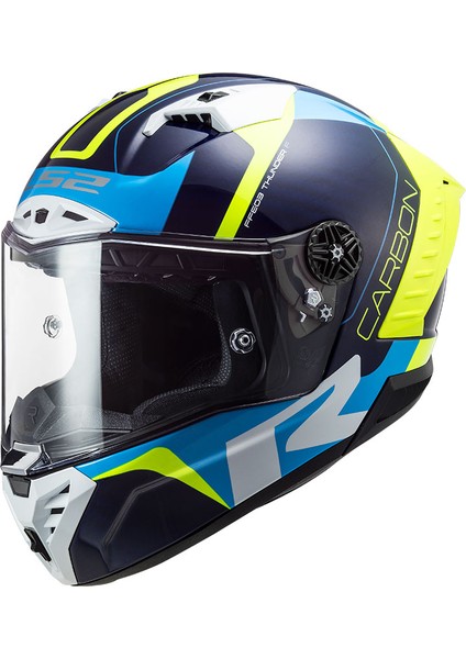 Thunder Racıng 1 Mavi - Neon Sarı Kask