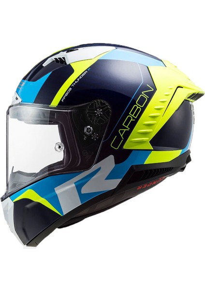 Thunder Racıng 1 Mavi - Neon Sarı Kask