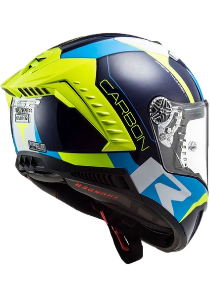 Thunder Racıng 1 Mavi - Neon Sarı Kask