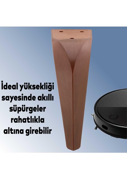 Harvey Lüks Mobilya Kanepe Tv Ünitesi Koltuk Ayağı 18 Cm Kahverengi Ahşap Desenli Baza Ayakları