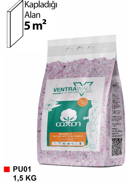 - Ipek Sıva | Canlı Sıva | Isı Ve Ses Yalıtımlı Sıva | %100 Pamuk | Lila |PU01 - 1,5 Kg |5m² fiyatları