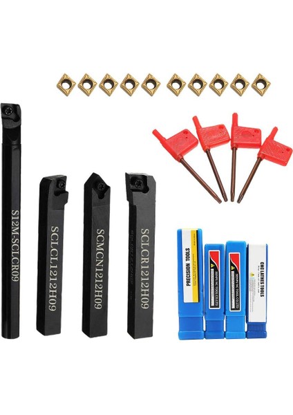 4x Torna Sıkıcı Dönüş Alet Tutucu + 10X Ekler + 4x Anahtar (Yurt Dışından)