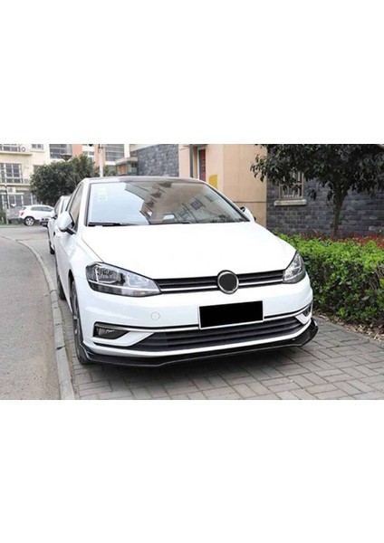 Vw Golf 7 Ön Tampon Lip Plus V2 3 Parça Piano Siyah Abs 2017-2019 Arası