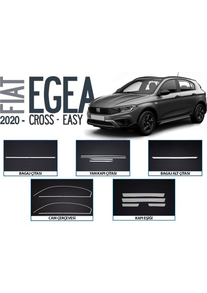 Omsa Fiat Egea Cross Easy Krom Aksesuar Seti 18 Parça 2020 ve Sonrası