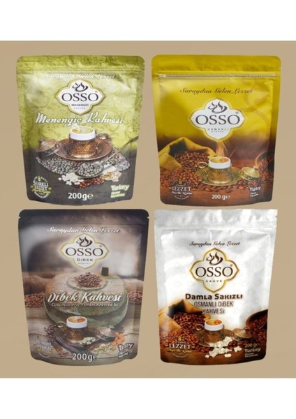 4'lü Set Osmanlı Kahvesi + Damla Sakızlı Dibek Kahvesi + Dibek Kahvesi + Menengiç Kahvesi