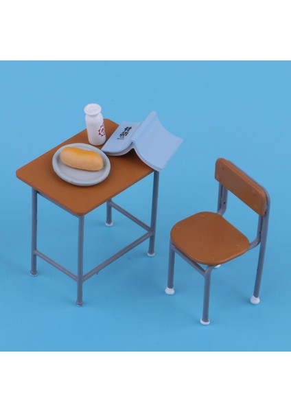 Vintage Metal Okul Masa Sandalyesi Bebekler Için Set Mobilya Mini Aksiyon (Yurt Dışından)