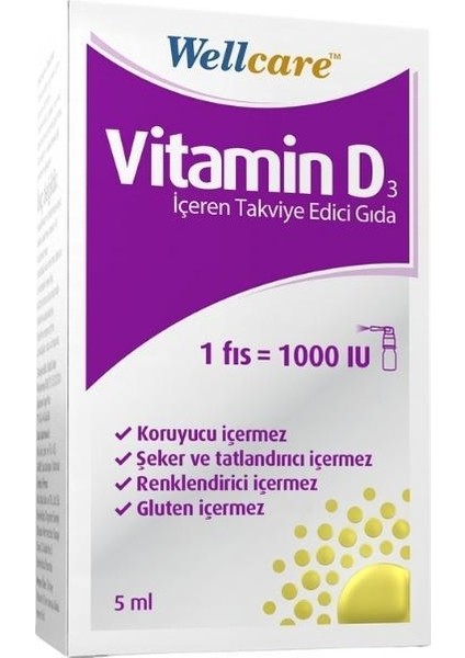 Vitamin D3 Içeren Takviye Edici Gıda 1000IU 5ml