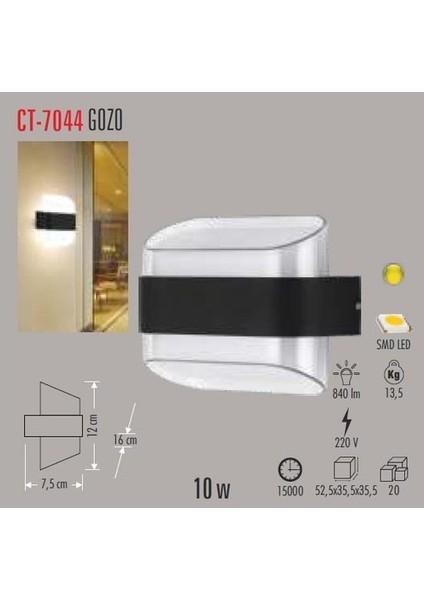 Ct 7044 Dış Mekan Modern LED Armatür