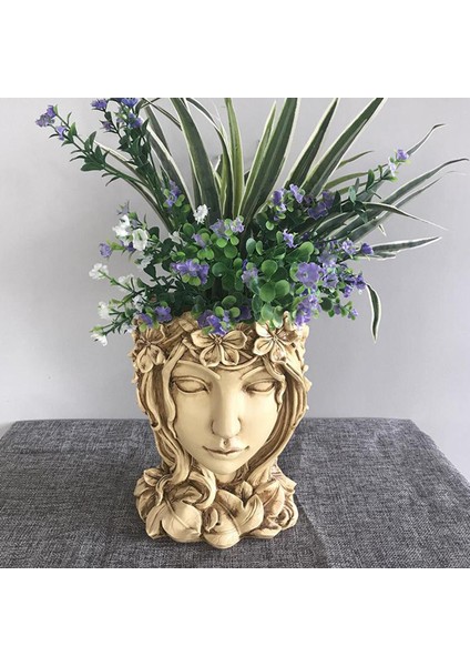 2x Yüz Heykel Flowerpot Etli Tencere Masaüstü Kapalı Dış Mekan Dekorasyon (Yurt Dışından) modelleri