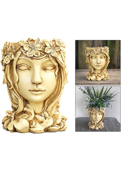 2x Yüz Heykel Flowerpot Etli Tencere Masaüstü Kapalı Dış Mekan Dekorasyon (Yurt Dışından) indirimleri