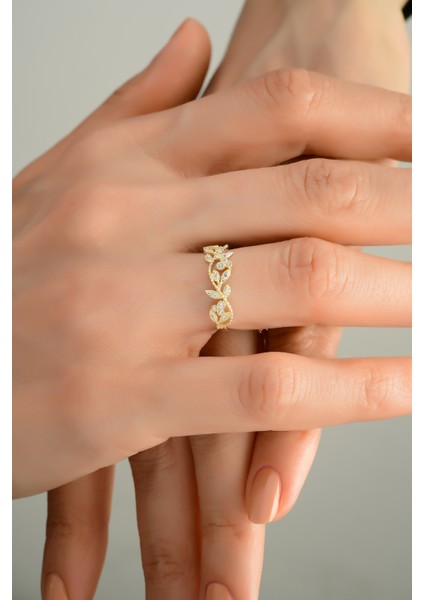 Yaprak Desenli Çıtır Altın Yüzük CGKYZK0088 fiyatları