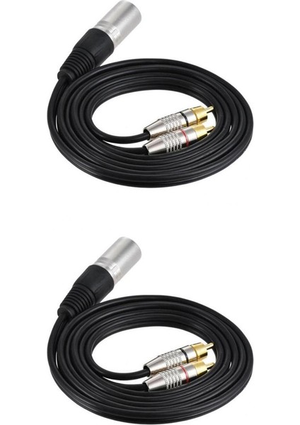 Çift Çift Rca Erkek Fişi Xlr 3 Pin Erkek Ses Kablosu Y-Sprıtter Adaptörü Siyah (Yurt Dışından)