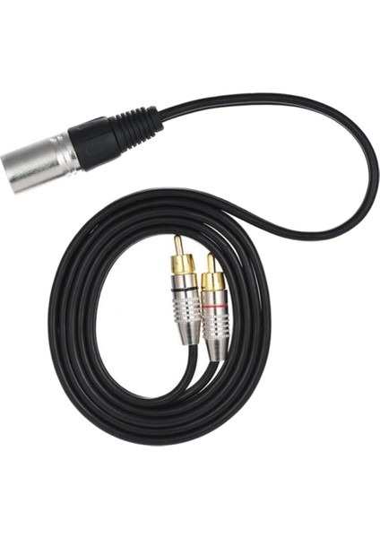 Çift Çift Rca Erkek Fişi Xlr 3 Pin Erkek Ses Kablosu Y-Sprıtter Adaptörü Siyah (Yurt Dışından)