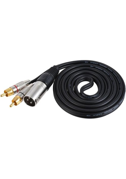 Çift Çift Rca Erkek Fişi Xlr 3 Pin Erkek Ses Kablosu Y-Sprıtter Adaptörü Siyah (Yurt Dışından)