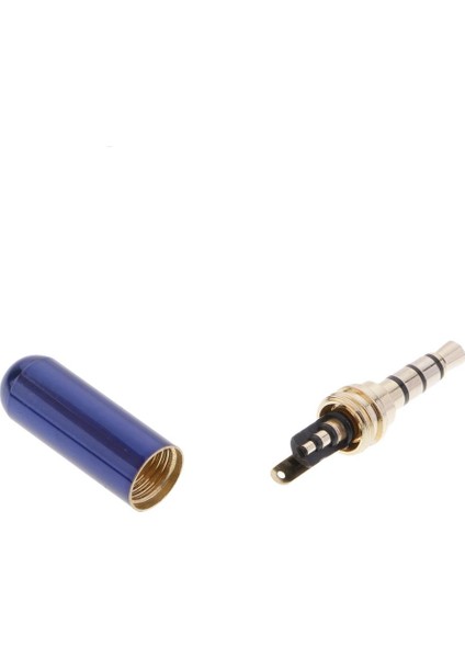 Mavi 3.5mm 1/8 "jack 4 Kutuplu Stereo Ses Erkek Fiş Adaptör Bağlayıcı Lehim Mavi  (Yurt Dışından)