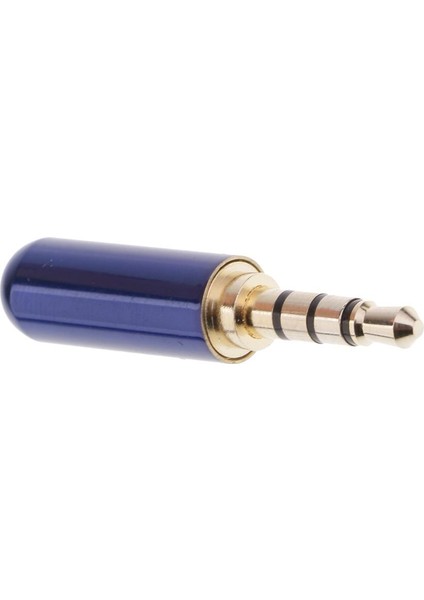 Mavi 3.5mm 1/8 "jack 4 Kutuplu Stereo Ses Erkek Fiş Adaptör Bağlayıcı Lehim Mavi  (Yurt Dışından)