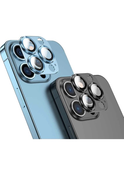 Apple iPhone 14 Pro / Pro Max Uyumlu Kamera Lens Koruyucu Metal Çerçeveli