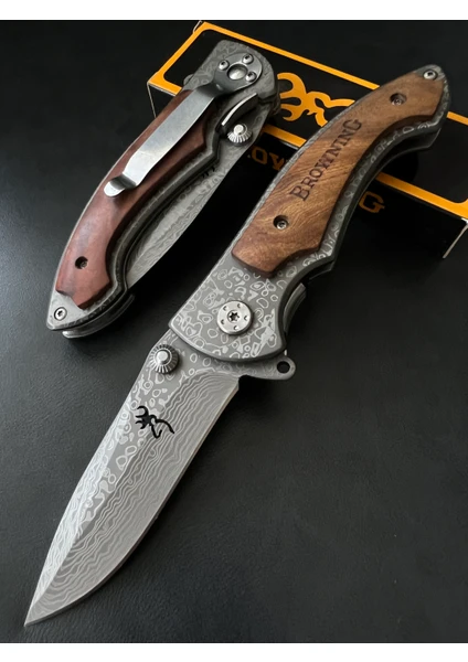 Browning Damascus Ahşap Kabze Çakı 21 cm