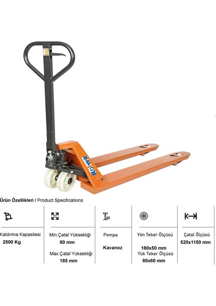 2500 kg Transpalet BJ-TR-25-52X115-NY