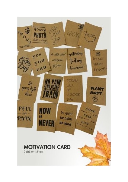 Ingilizce Motivasyon Kartları Kraft 7X10 cm 18 Adet Motive Edici Sözler