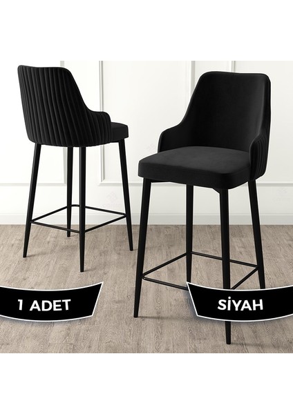 Concept Enox Serisi Mutfak Bar Sandalyesi Babyface Kumaş Siyah Metal Ayak