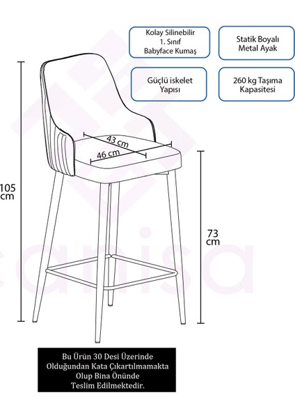 Concept Enox Serisi Mutfak Bar Sandalyesi Babyface Kumaş Siyah Metal Ayak fiyatları