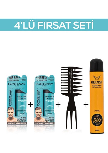 Saç Şekillendirici Pudra Toz Wax Mat Effect X2+ Şekil Tarak'ı 2+ Saç Spreyi 400ML 4'lü Set